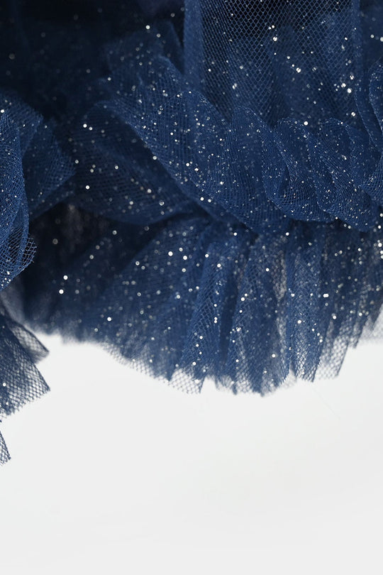 Girls Net Fancy Frock Shiny – Navy