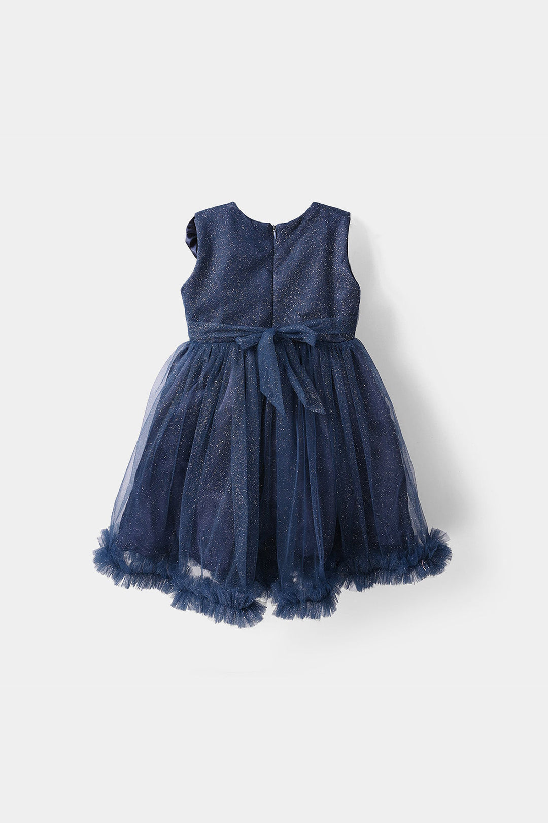 Girls Net Fancy Frock Shiny – Navy