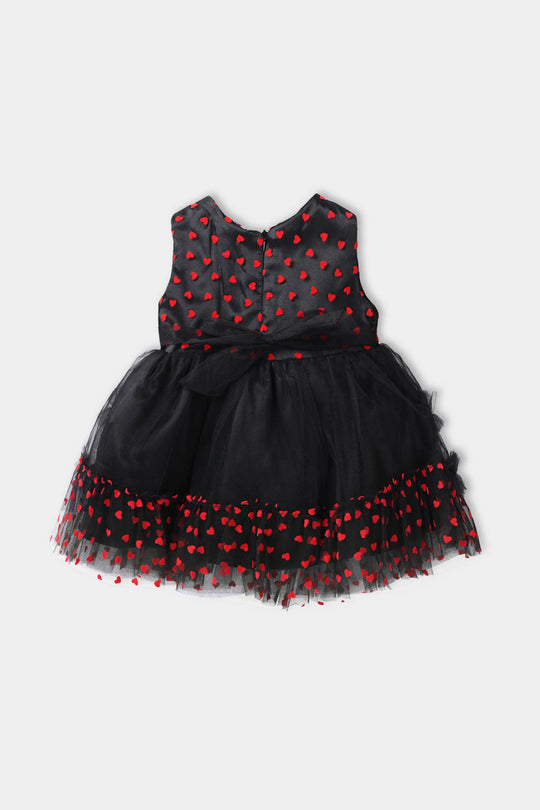 Infant Girls Net Fancy Frock - Black