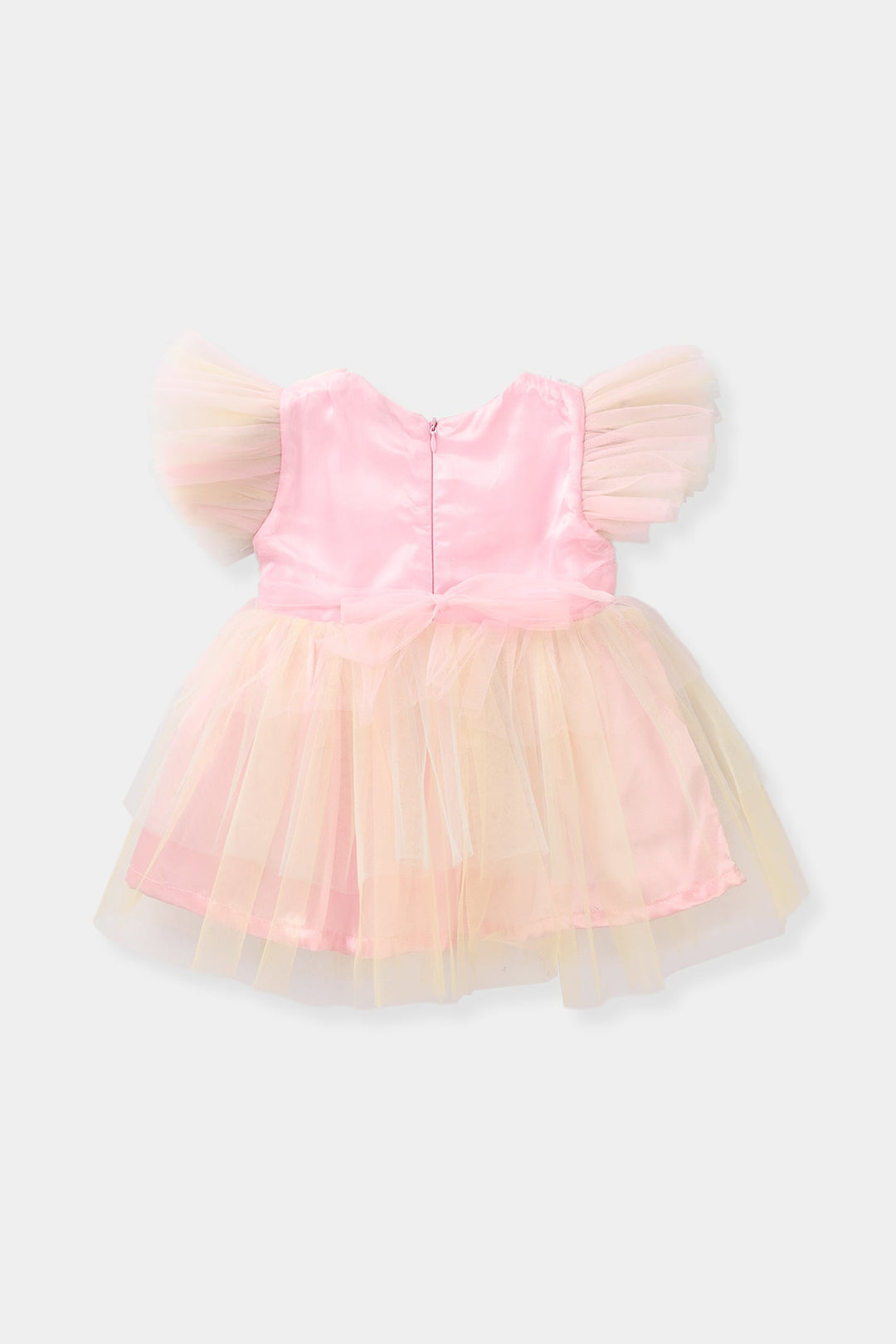 Infant Girls Net Fancy Frock - Peach