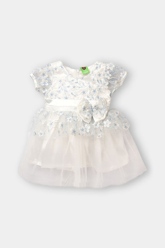 Infant Girls Net Fancy Frock - White