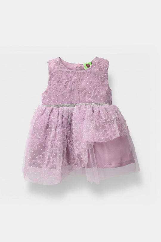 Infant Girls Net Fancy Frock - Purple