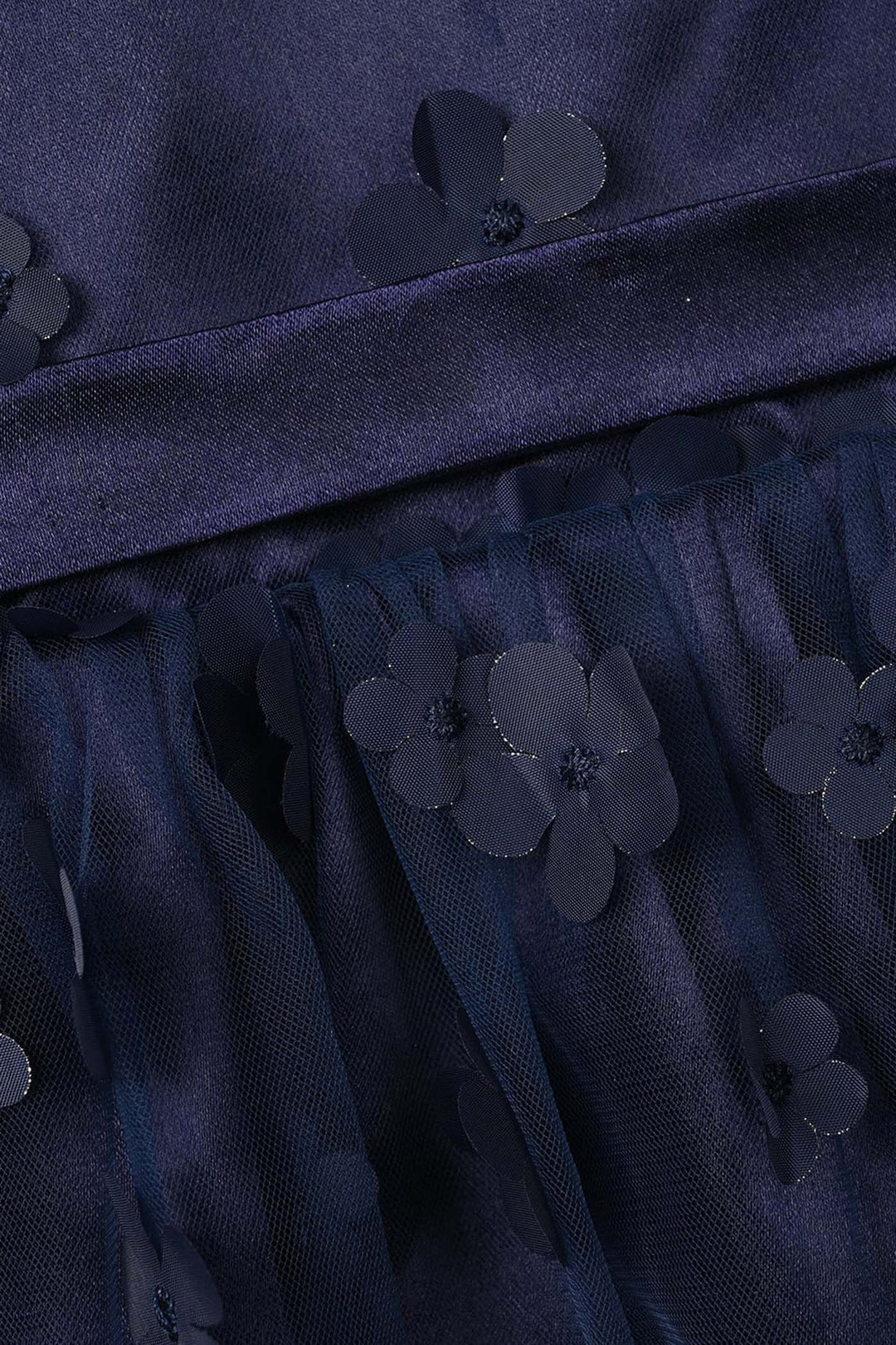 Infant Girls Net Fancy Frock (Flower) - Navy