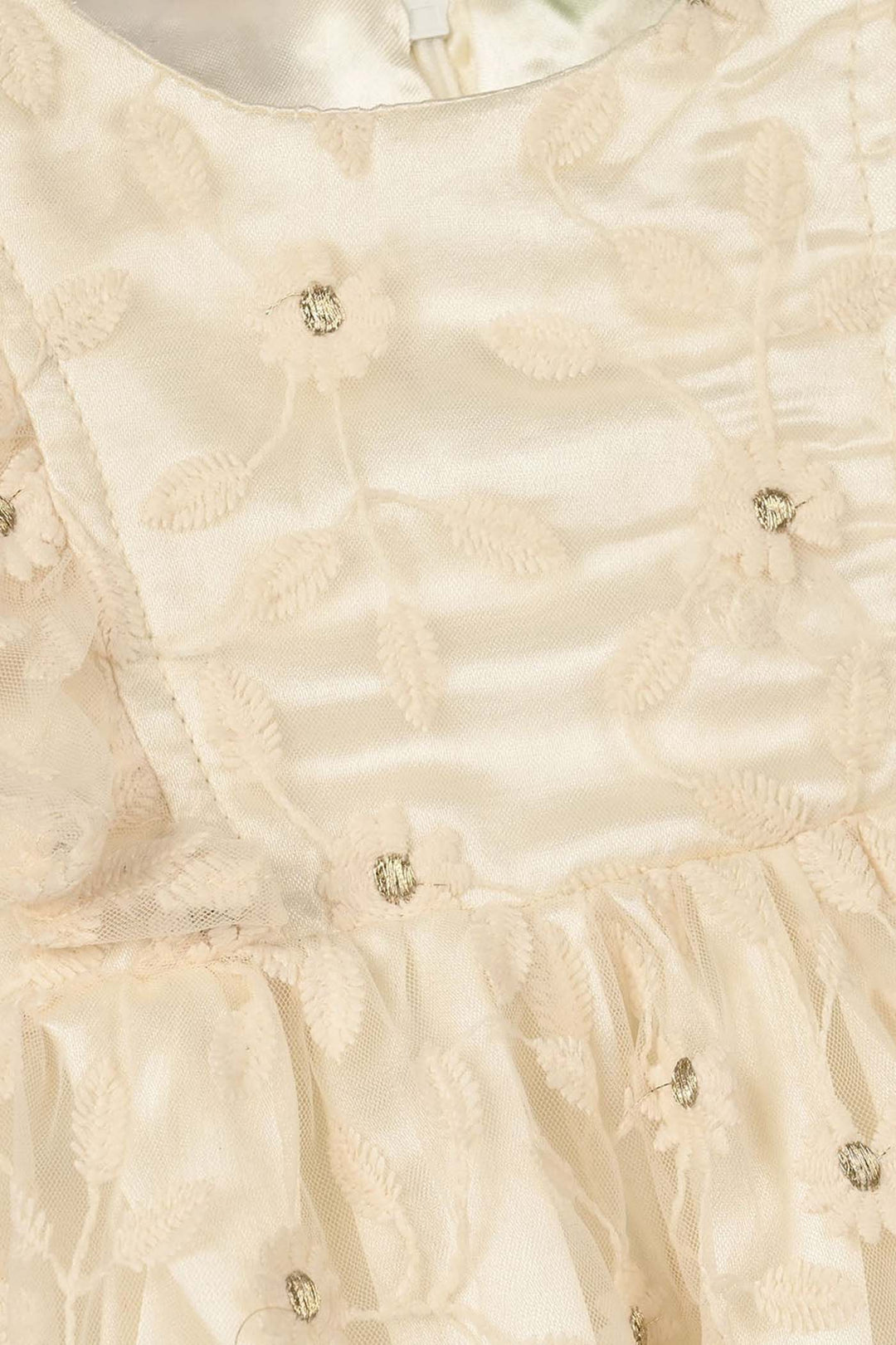 Infant Girls Net Fancy Frock (Little Flower) – Off-White