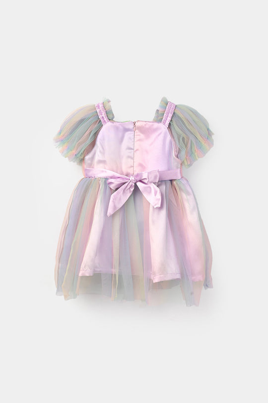 Infant Girls Net Fancy Frock (Magic Charm) - Multi