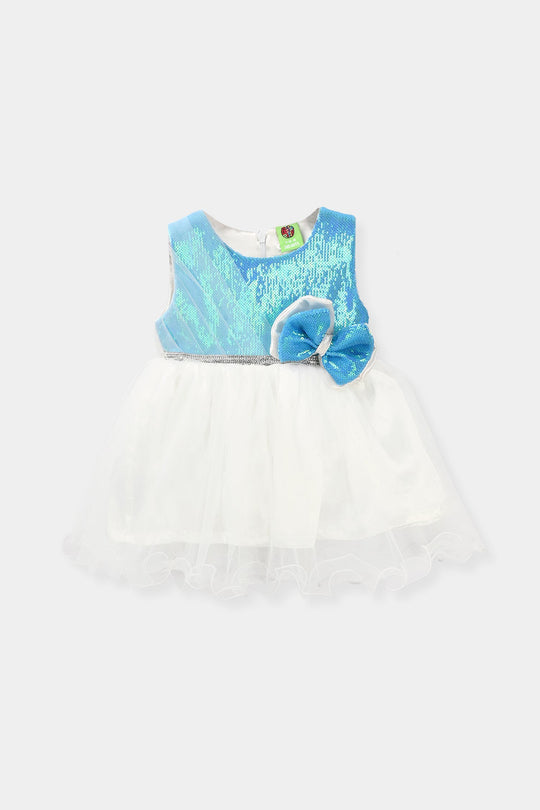 Infant Girls Sequence Fancy Frock - Blue
