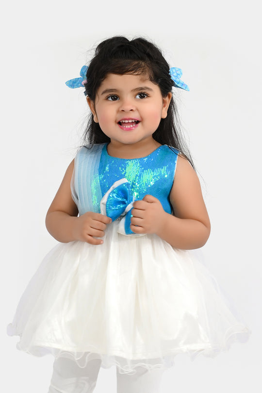 Infant Girls Sequence Fancy Frock - Blue