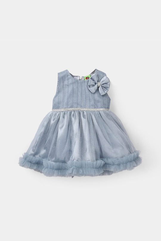 Infant Girls Net Fancy Frock - Grey