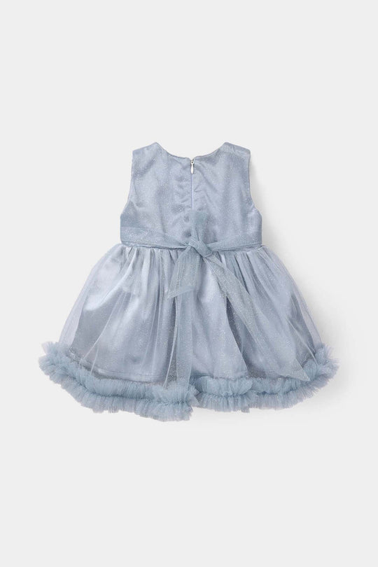 Infant Girls Net Fancy Frock - Grey