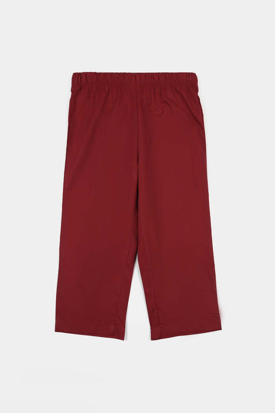 Boys Cotton Poplin Printed 3-Piece Suit (Rung Saz) - Red