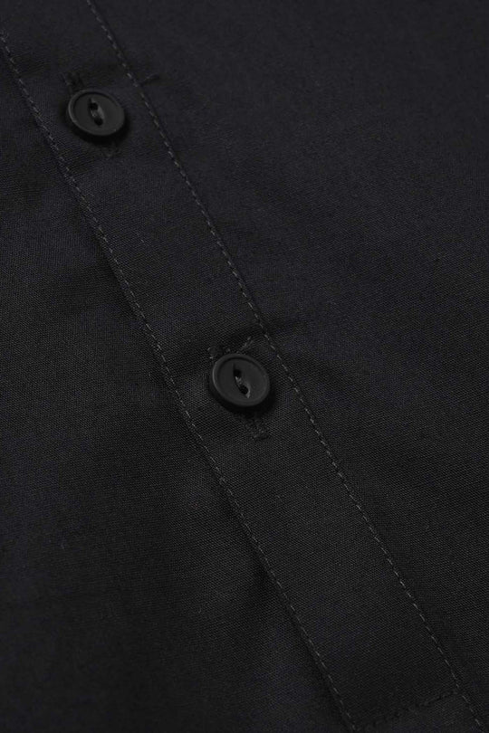 Boys Cotton Poplin Kurta Pajama - Black