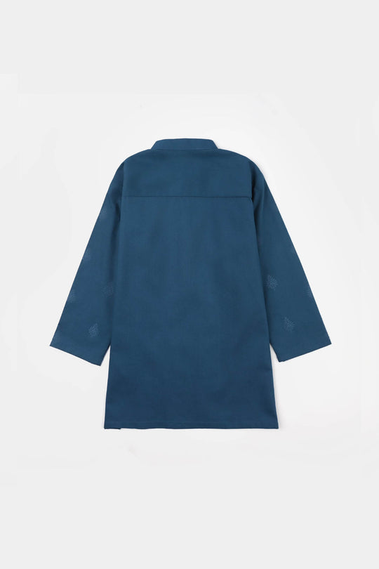 Infant Boys Cotton Poplin Printed Kurta - Green