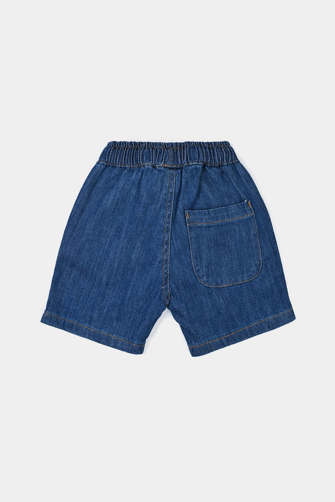 Infant Boys Denim Rigid Shorts Embroidered Cars - Mid Blue