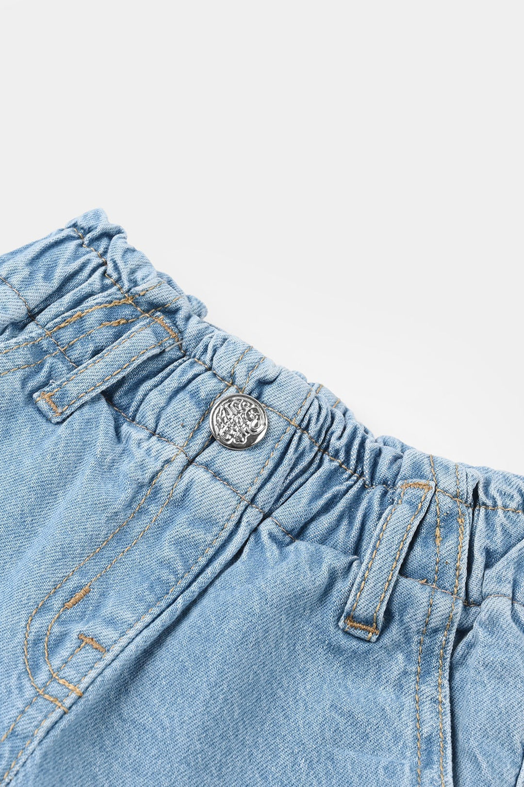 Infant Girls Denim Rigid Shorts - Light Blue