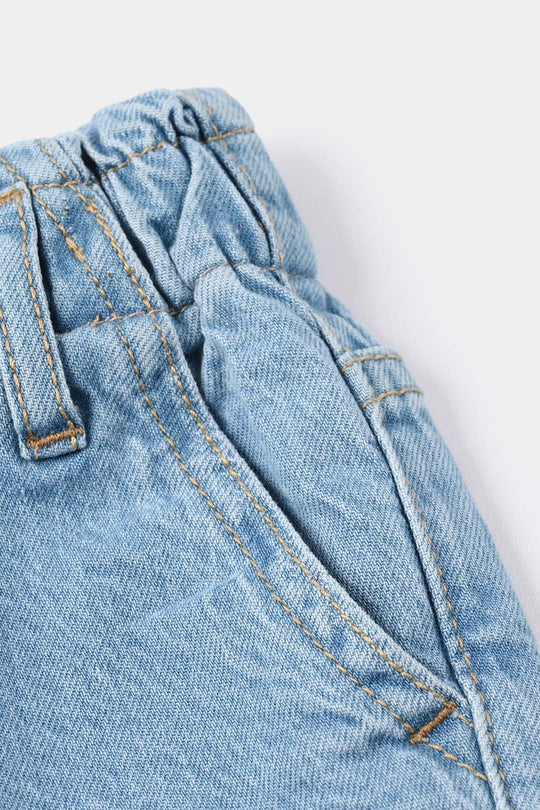Infant Girls Denim Rigid Shorts - Light Blue