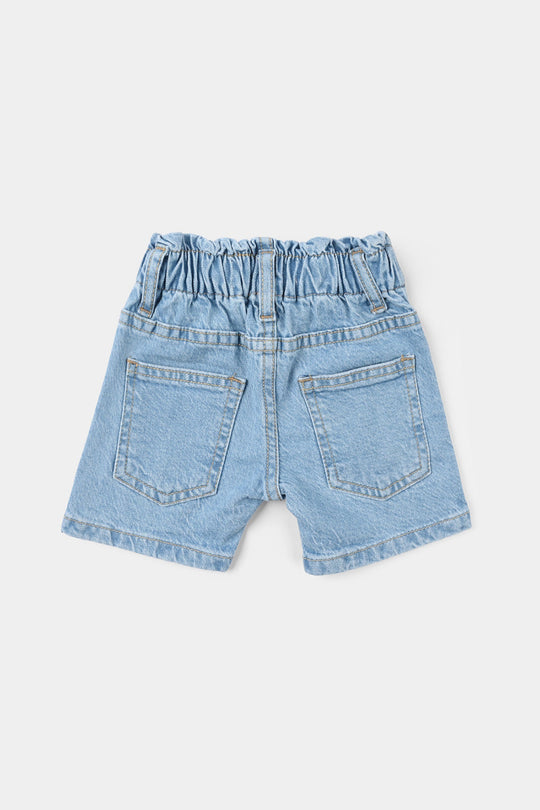 Infant Girls Denim Rigid Shorts - Light Blue