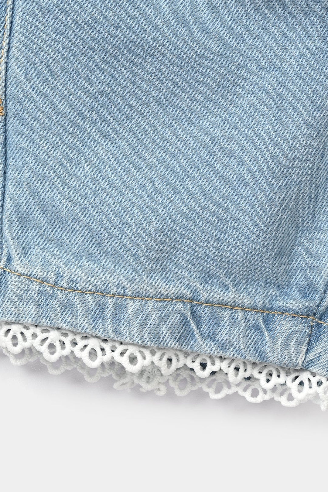 Infant Girls Denim Rigid Shorts - Light Blue