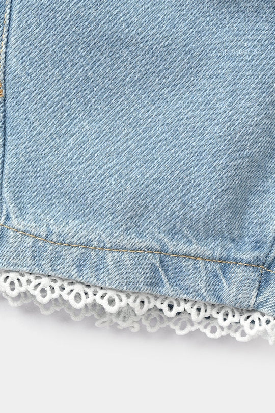 Infant Girls Denim Rigid Shorts - Light Blue