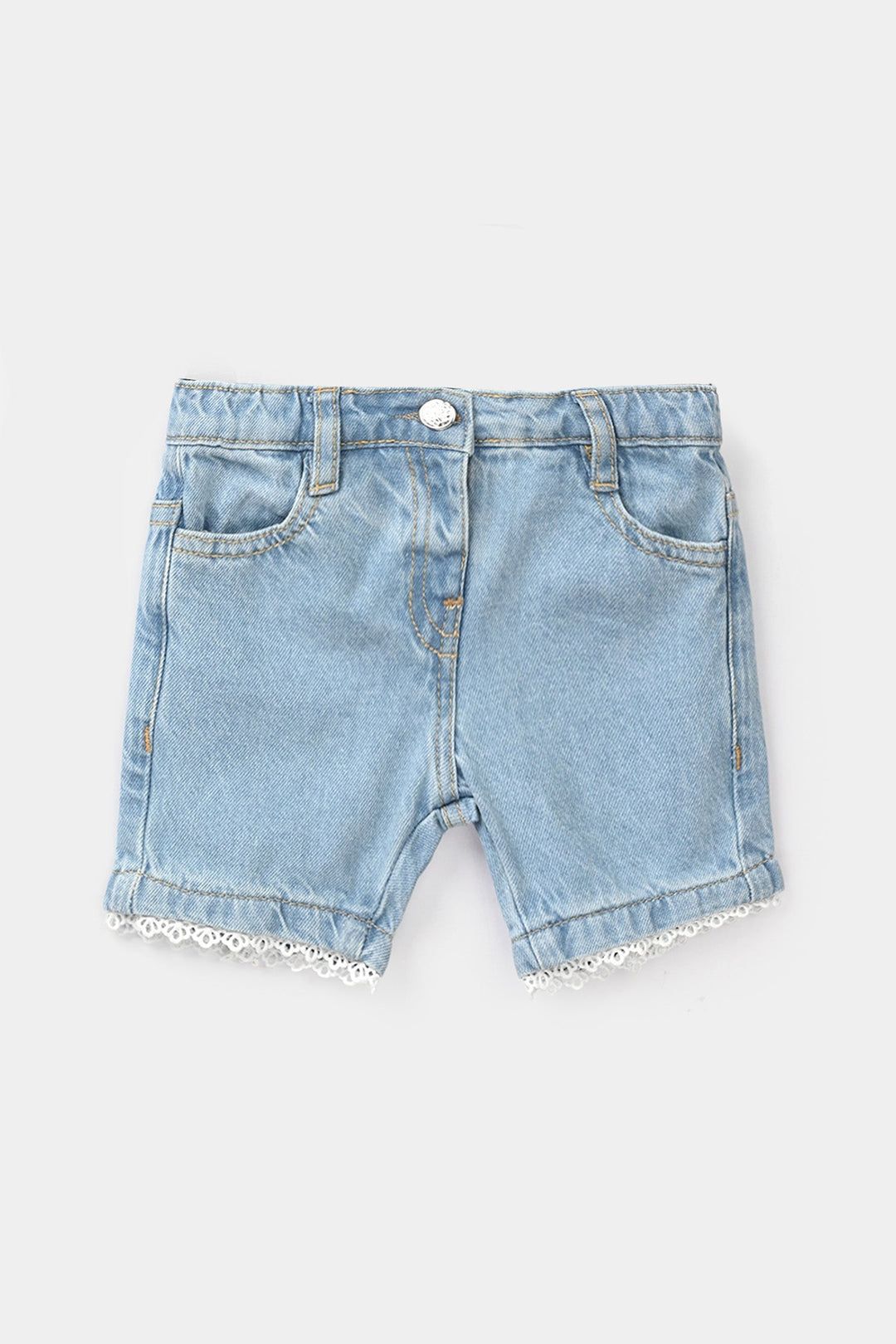 Infant Girls Denim Rigid Shorts - Light Blue
