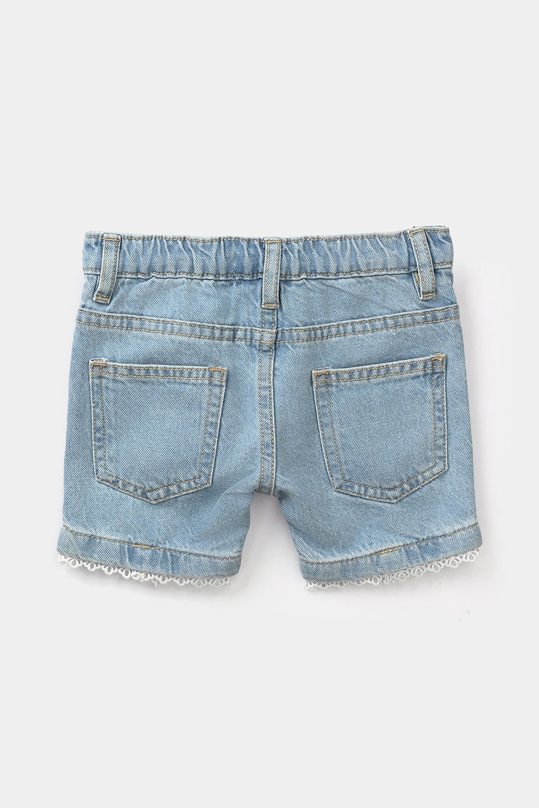 Infant Girls Denim Rigid Shorts - Light Blue