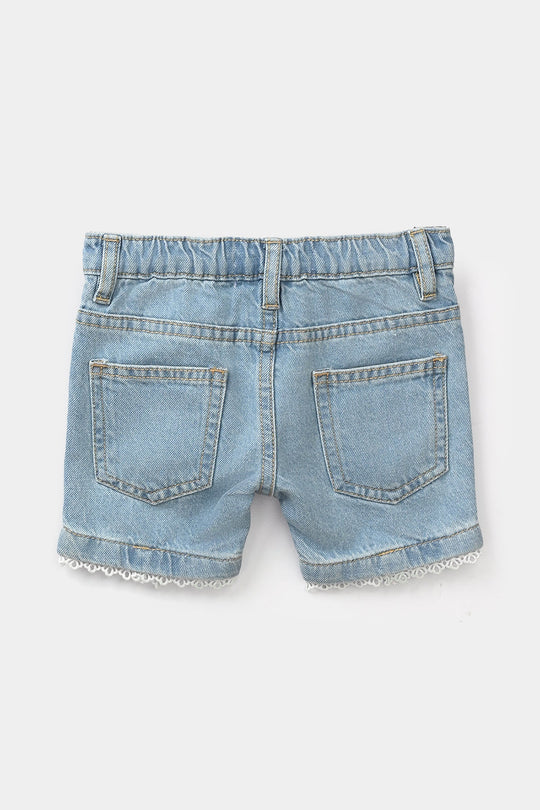 Infant Girls Denim Rigid Shorts - Light Blue