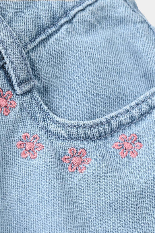 Infant Girls Denim Rigid Shorts - Light Blue