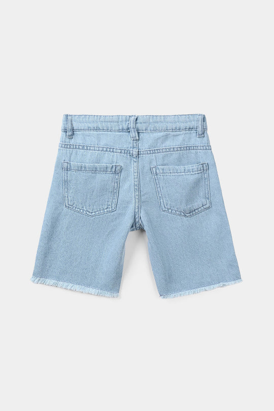 Infant Girls Denim Rigid Shorts - Light Blue
