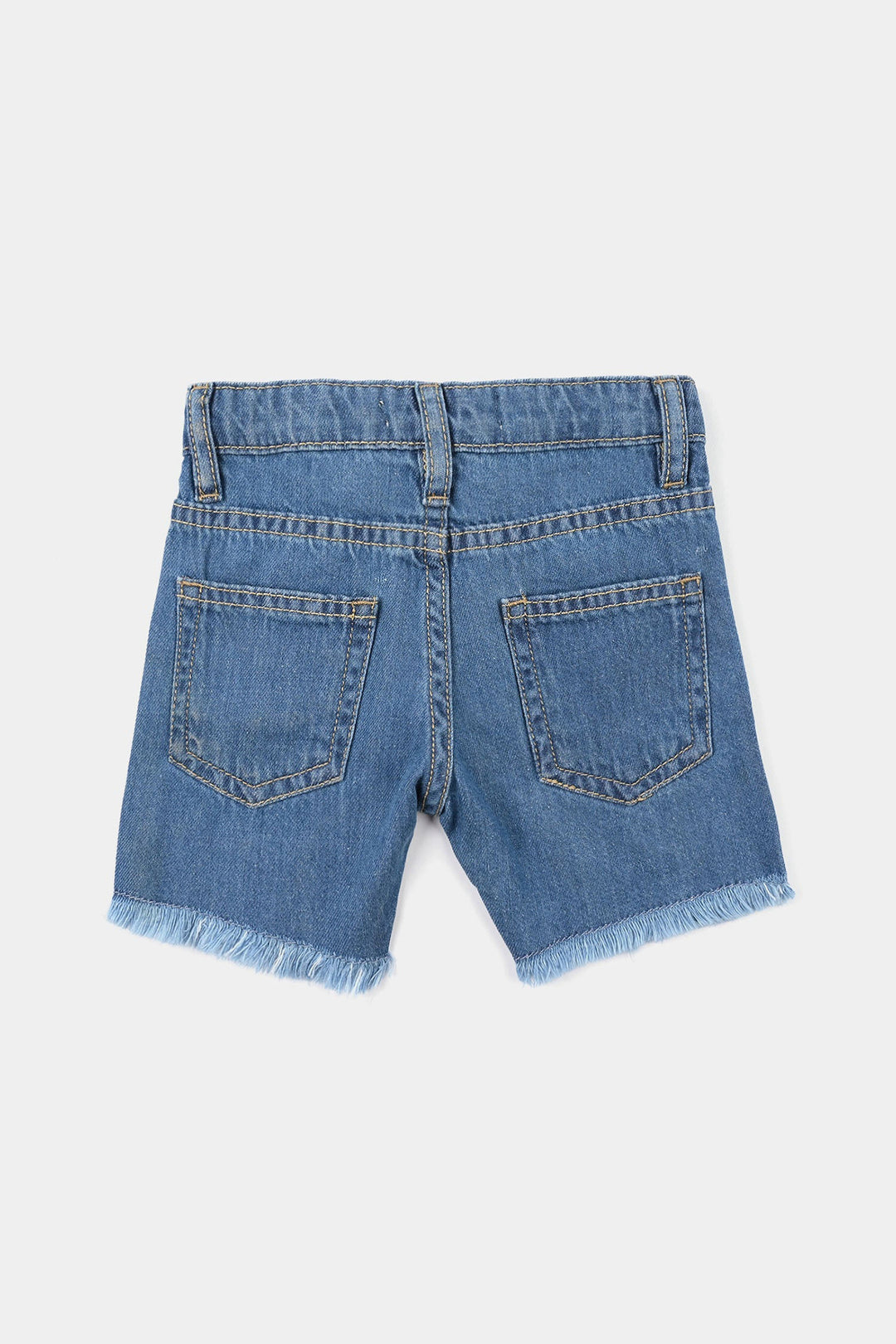 Infant Girls Denim Rigid Shorts (Butterfly) - Mid Blue