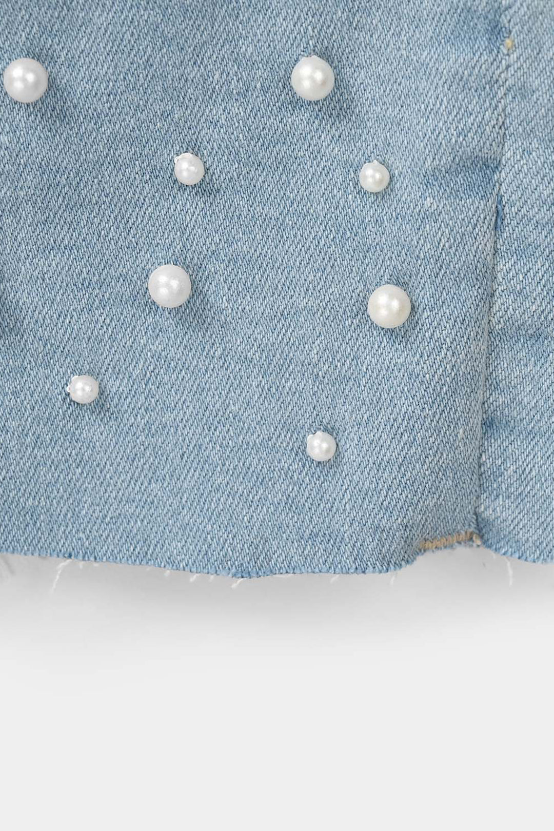 Girls Denim Viscose Pants Raw Pearl - Light Blue