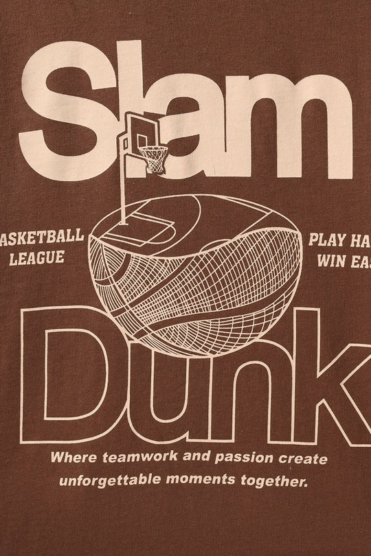 Boys Cotton Jersey Printed T-Shirt - Brown