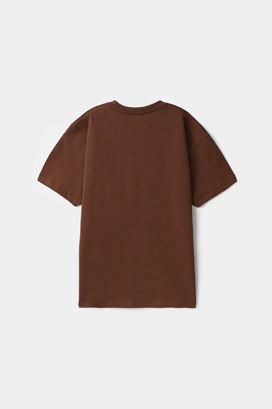 Boys Printed Cotton Jersey T-Shirt - Brown