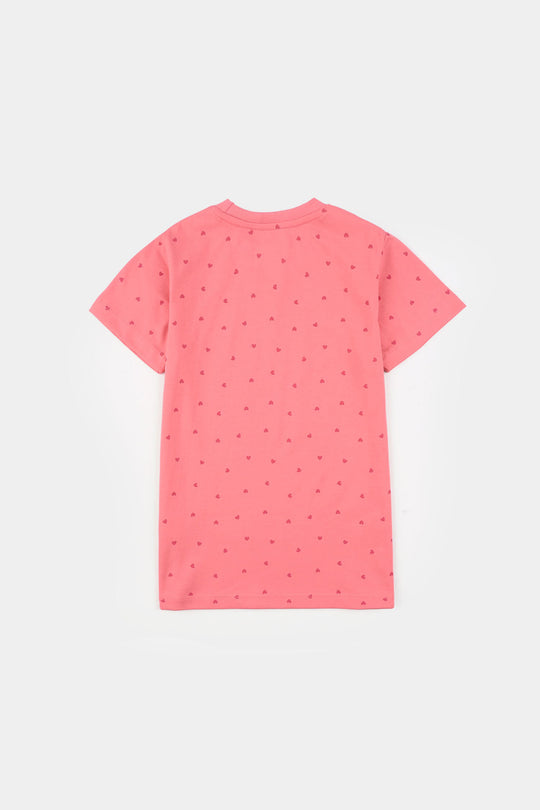 Girls PC Jersey Night Suit - Pink