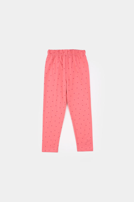 Girls PC Jersey Night Suit - Pink