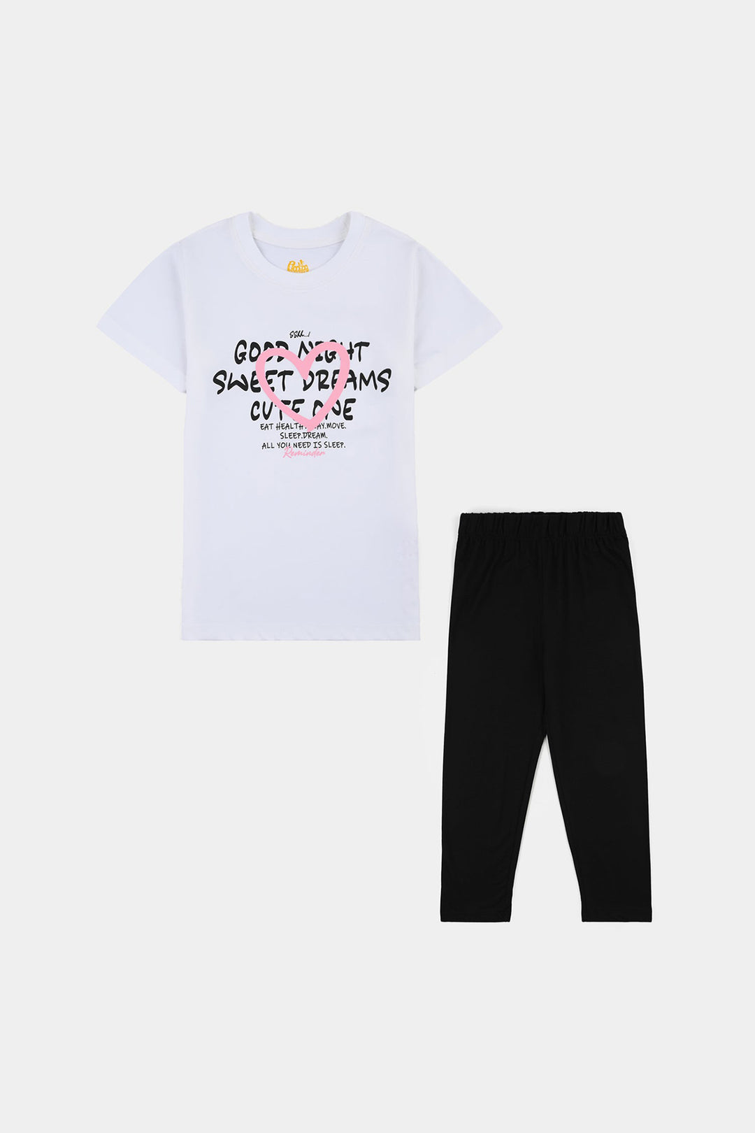 Girls Poly Cotton Jersey Night Suit REMINDER-White