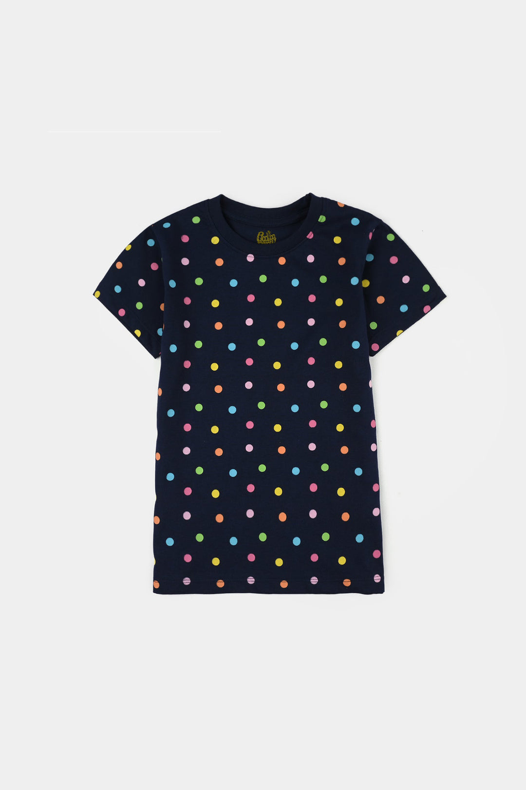 Girls PC Jersey Night Suit (Polka Dots) - Navy Blue