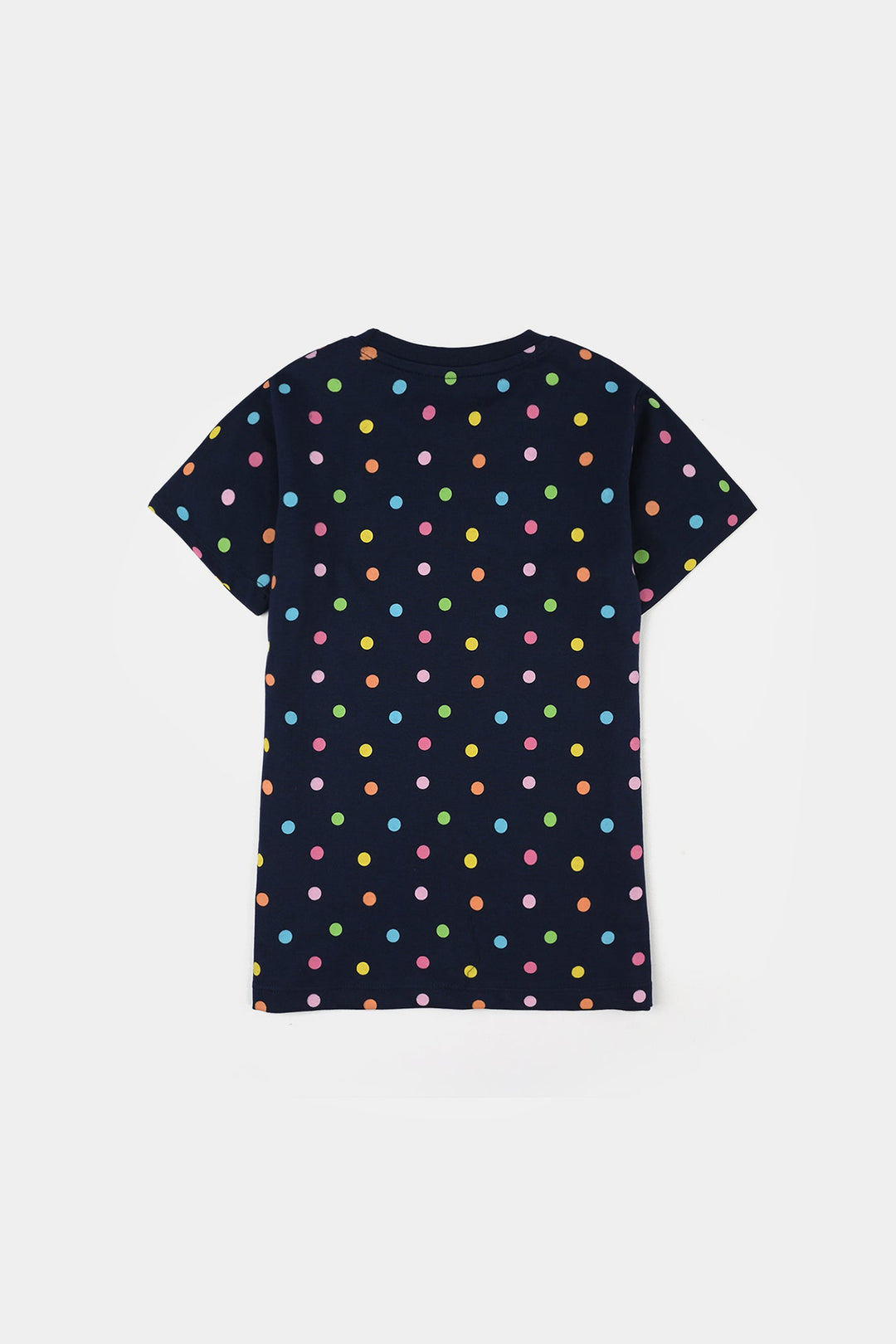 Girls PC Jersey Night Suit (Polka Dots) - Navy Blue
