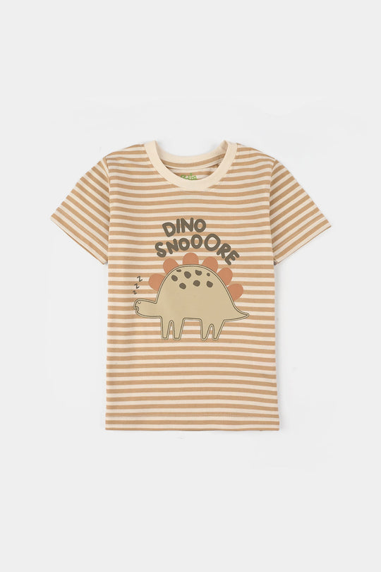 Infant Boys PC Jersey Night Suit (Dino) - Warm Sand