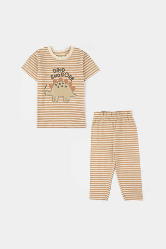 Infant Boys PC Jersey Night Suit (Dino) - Warm Sand