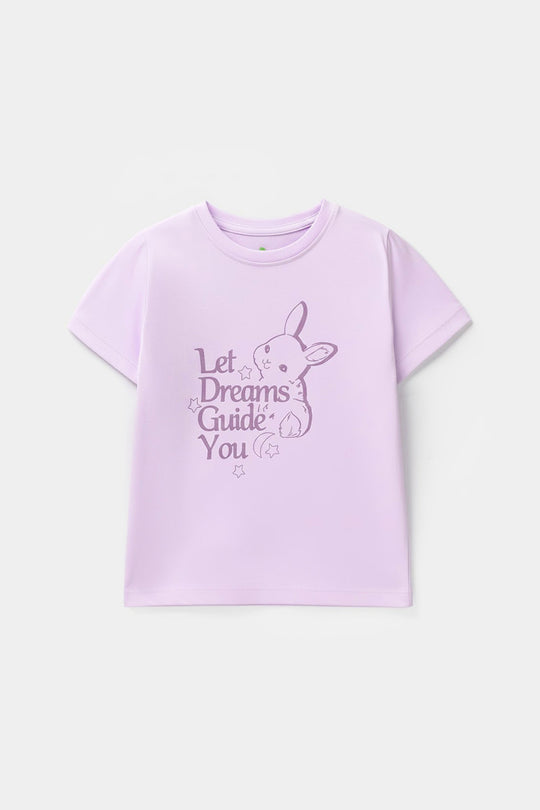 Infant Girls Poly Cotton Jersey Night Suit - Purple