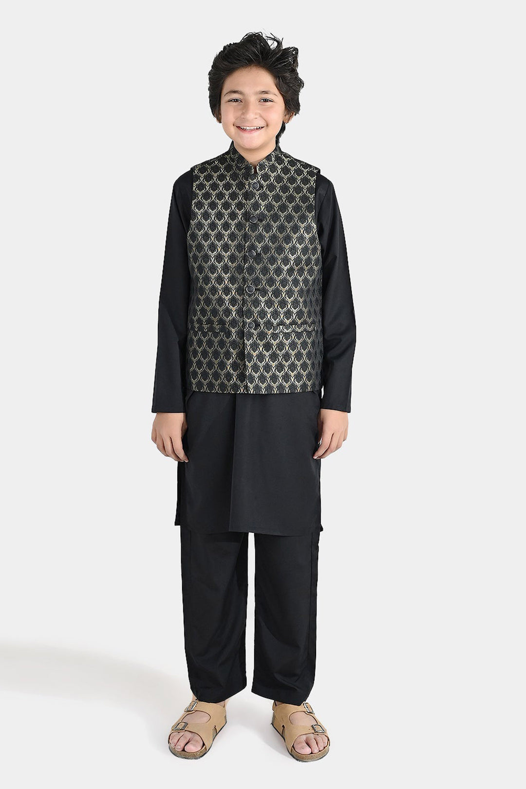 Boys Poly Viscose 3 Piece Suit (Blended) - Black