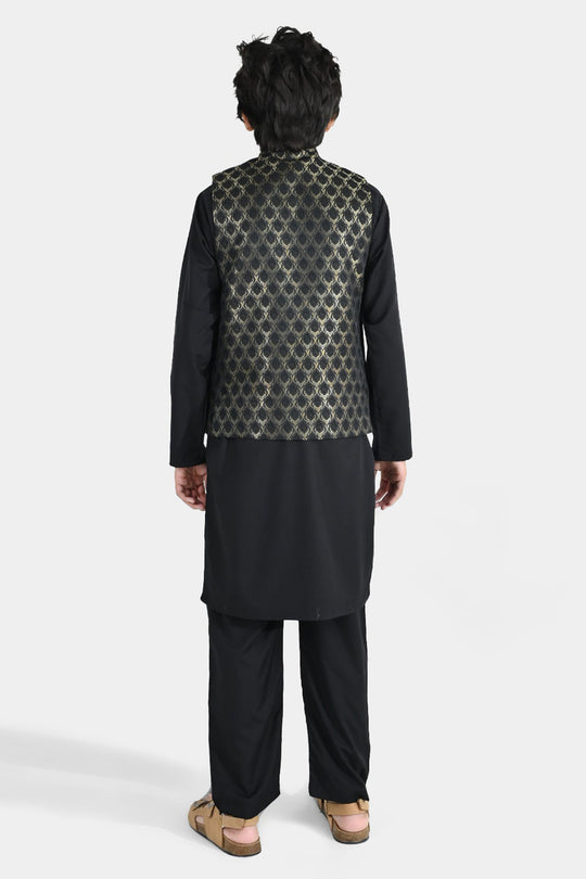 Boys Poly Viscose 3 Piece Suit (Blended) - Black