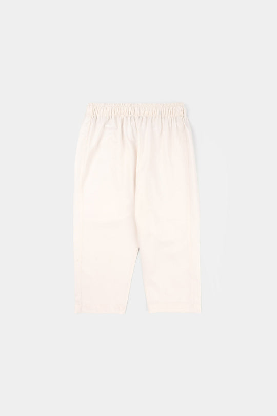 Boys Poly Viscose Kurta Pajama (Overlay) - Off White