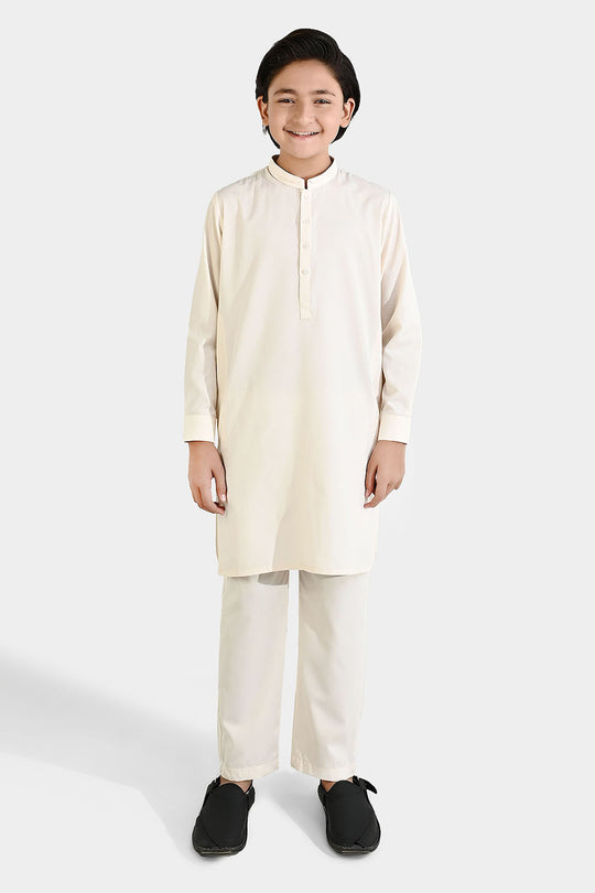Boys Poly Viscose Kurta Pajama - Off White