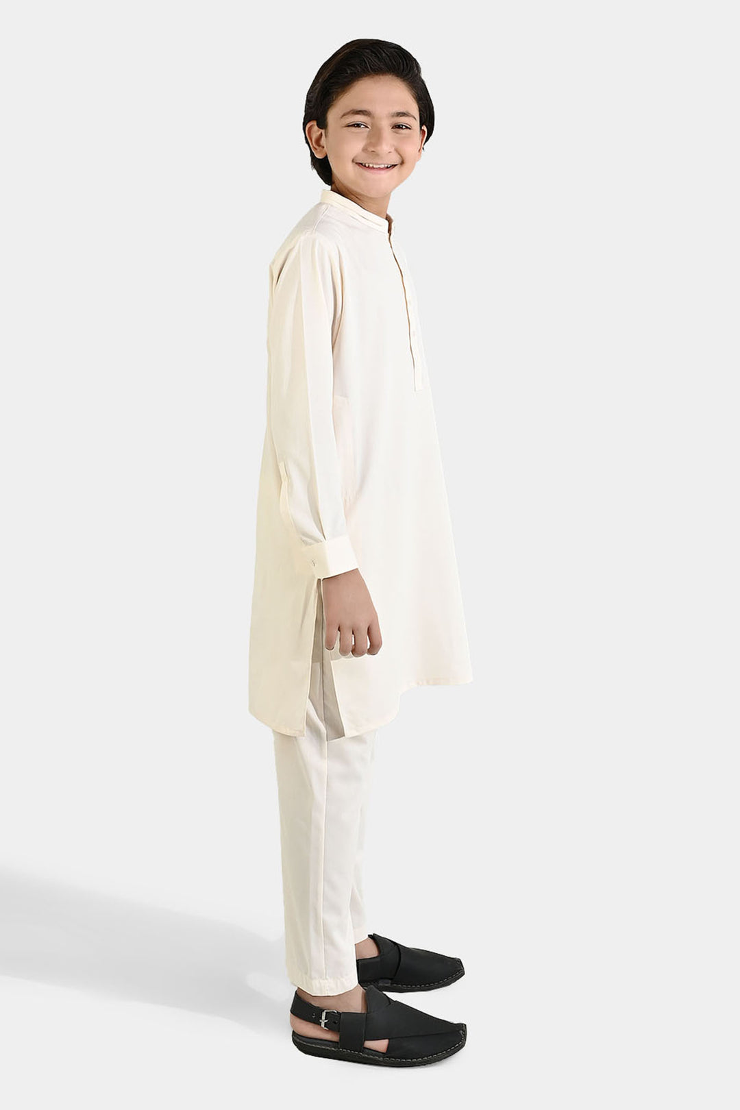 Boys Poly Viscose Kurta Pajama - Off White