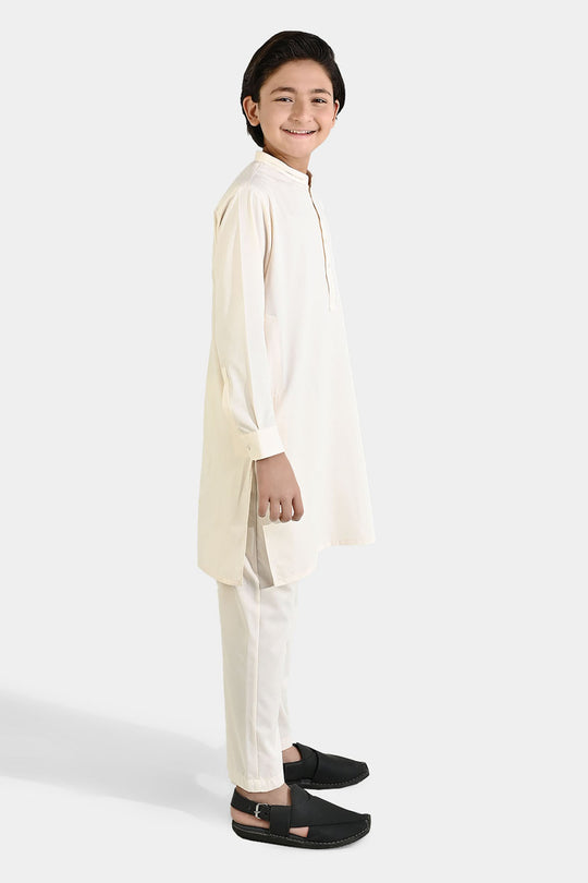 Boys Poly Viscose Kurta Pajama - Off White