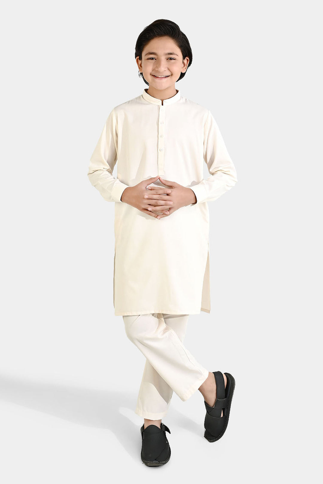 Boys Poly Viscose Kurta Pajama - Off White