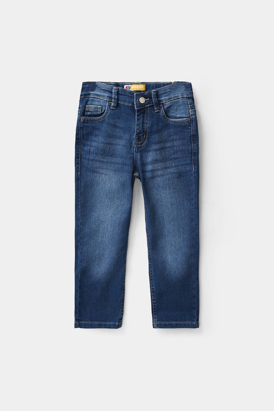Boys Denim Viscose Pants Basic - Mid Blue