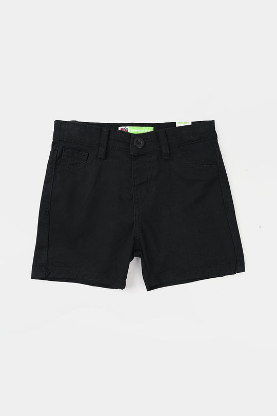 Infant Boys Cotton Twill Shorts - Black