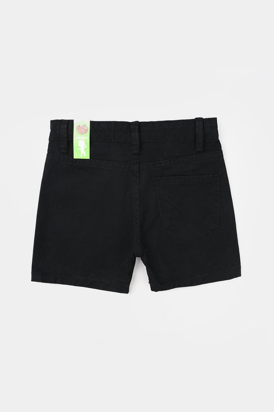 Infant Boys Cotton Twill Shorts - Black