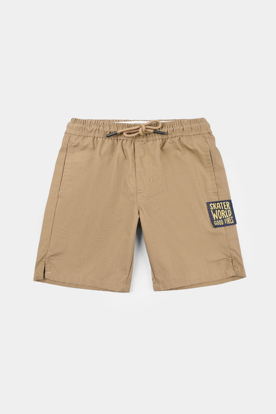 Boys Cotton Twill Shorts (SCATER WORLD) - Brown